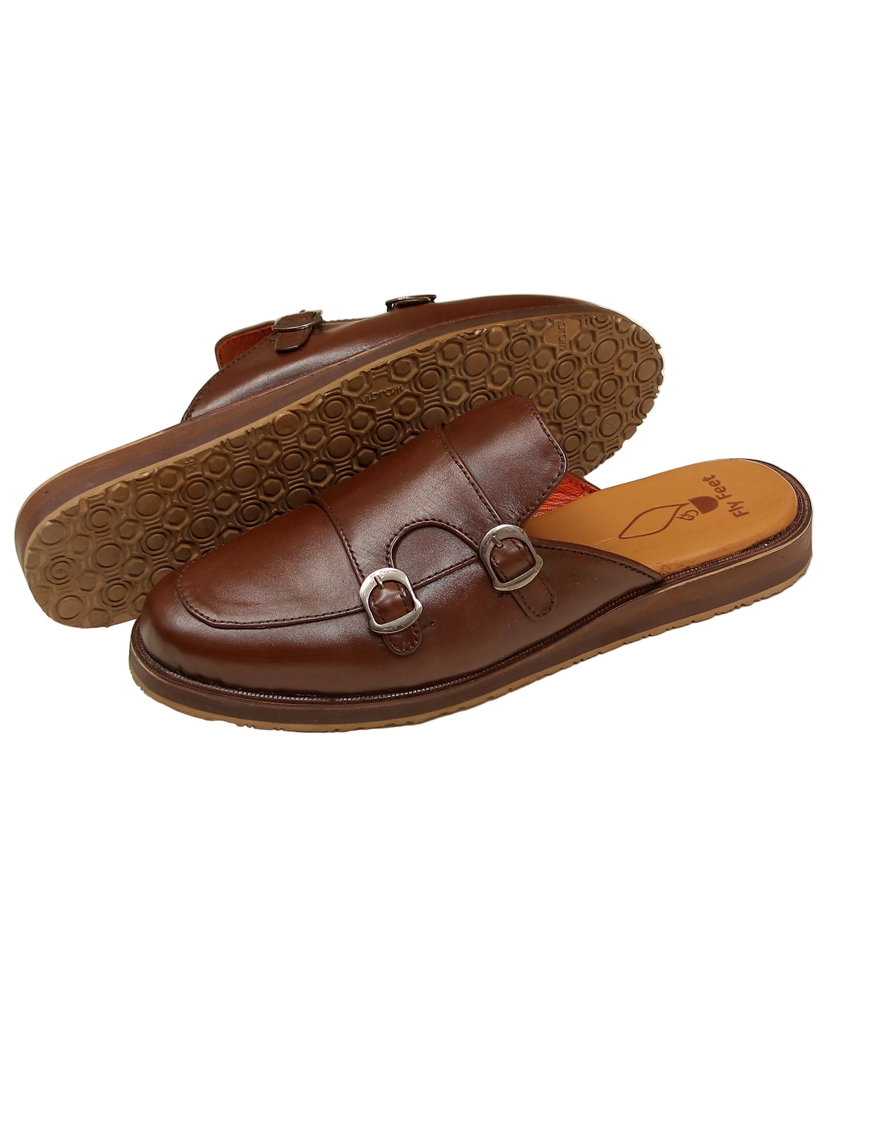 The Brown Leather Mules